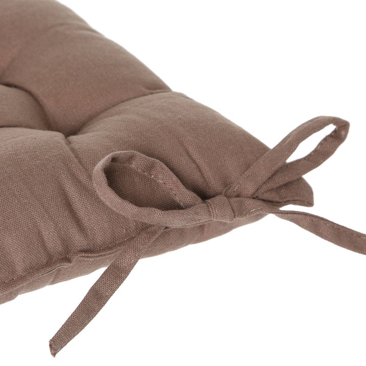 Lot de 4 Galettes de chaise en Coton Taupe 38 x 38 cm - Imagen 2