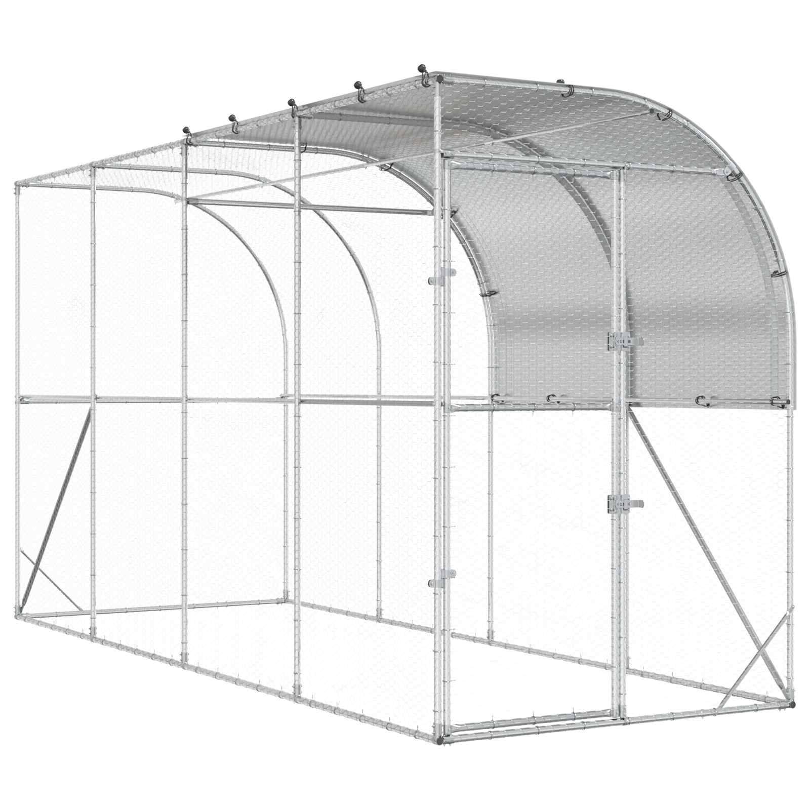 Vidaxl - Poulailler contre le mur Argenté 400 x 100 x 215 cm vidaXL 3434711 - Image 2