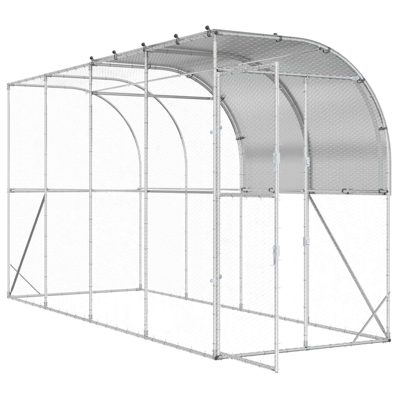 Vidaxl - Poulailler contre le mur Argenté 400 x 100 x 215 cm vidaXL 3434711 - Image 4