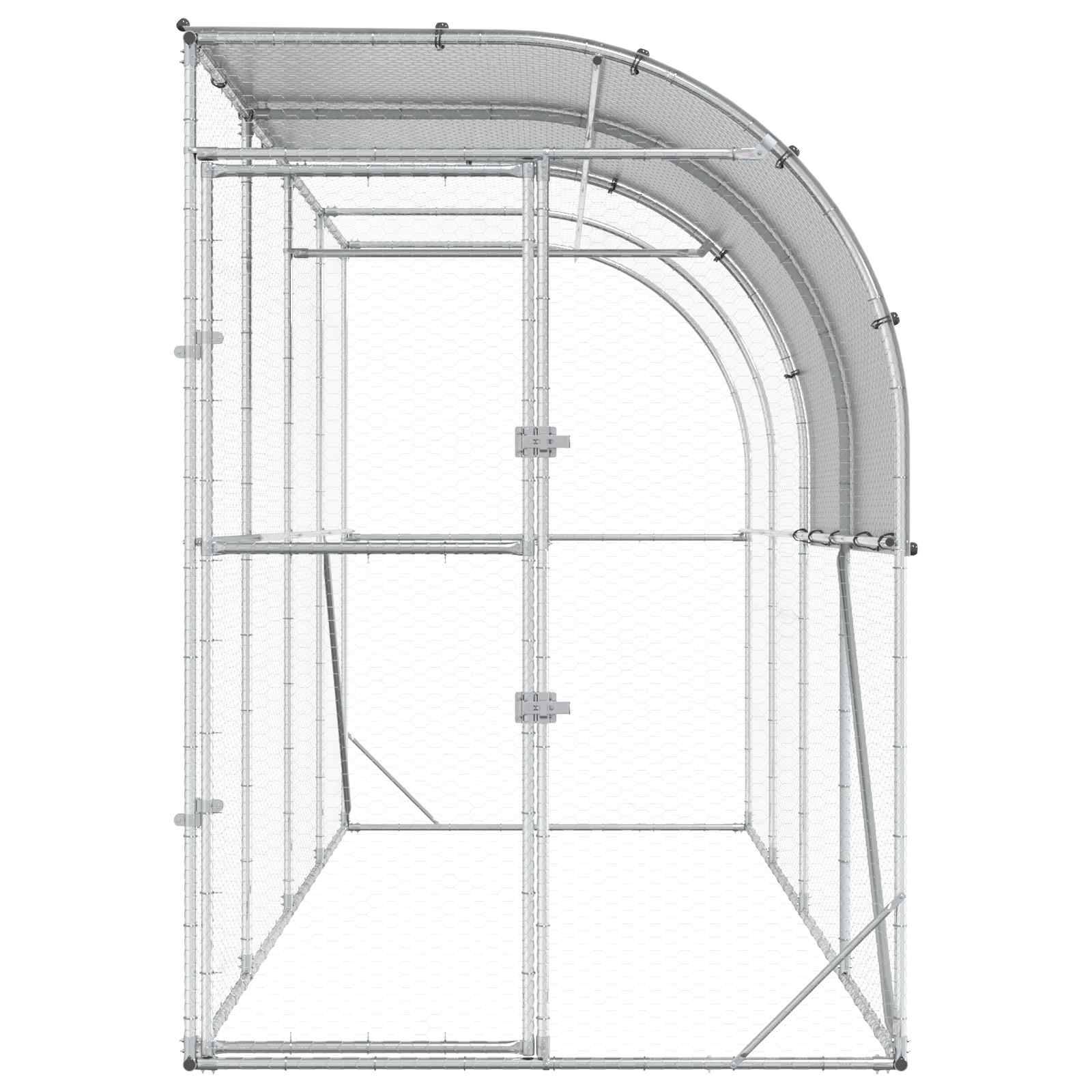 Vidaxl - Poulailler contre le mur Argenté 400 x 100 x 215 cm vidaXL 3434711 - Image 5