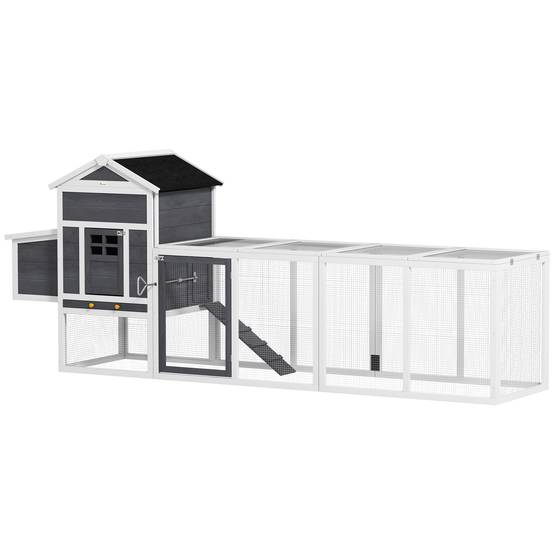Poulailler avec pondoir bois blanc 297.5 x 68 x 118 cm - PANGIVO - Image 1