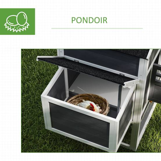 Poulailler avec pondoir bois blanc 297.5 x 68 x 118 cm - PANGIVO - Image 8