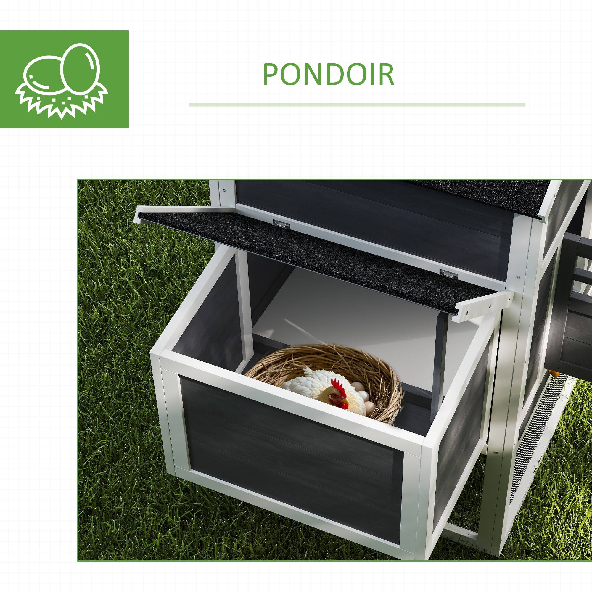 Poulailler avec pondoir bois blanc 297.5 x 68 x 118 cm - PANGIVO - Image 8