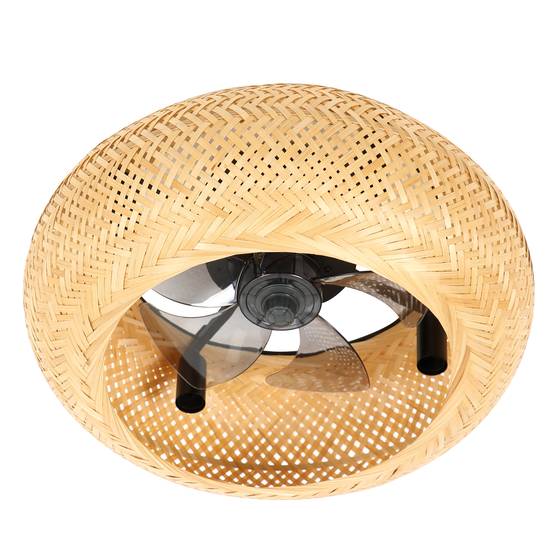 Ventilateur plafonnier Canisséa rotin Ø50?cm – 4?douilles E27 – Moteur?DC – Télécommande FARTOOLS - Image 1
