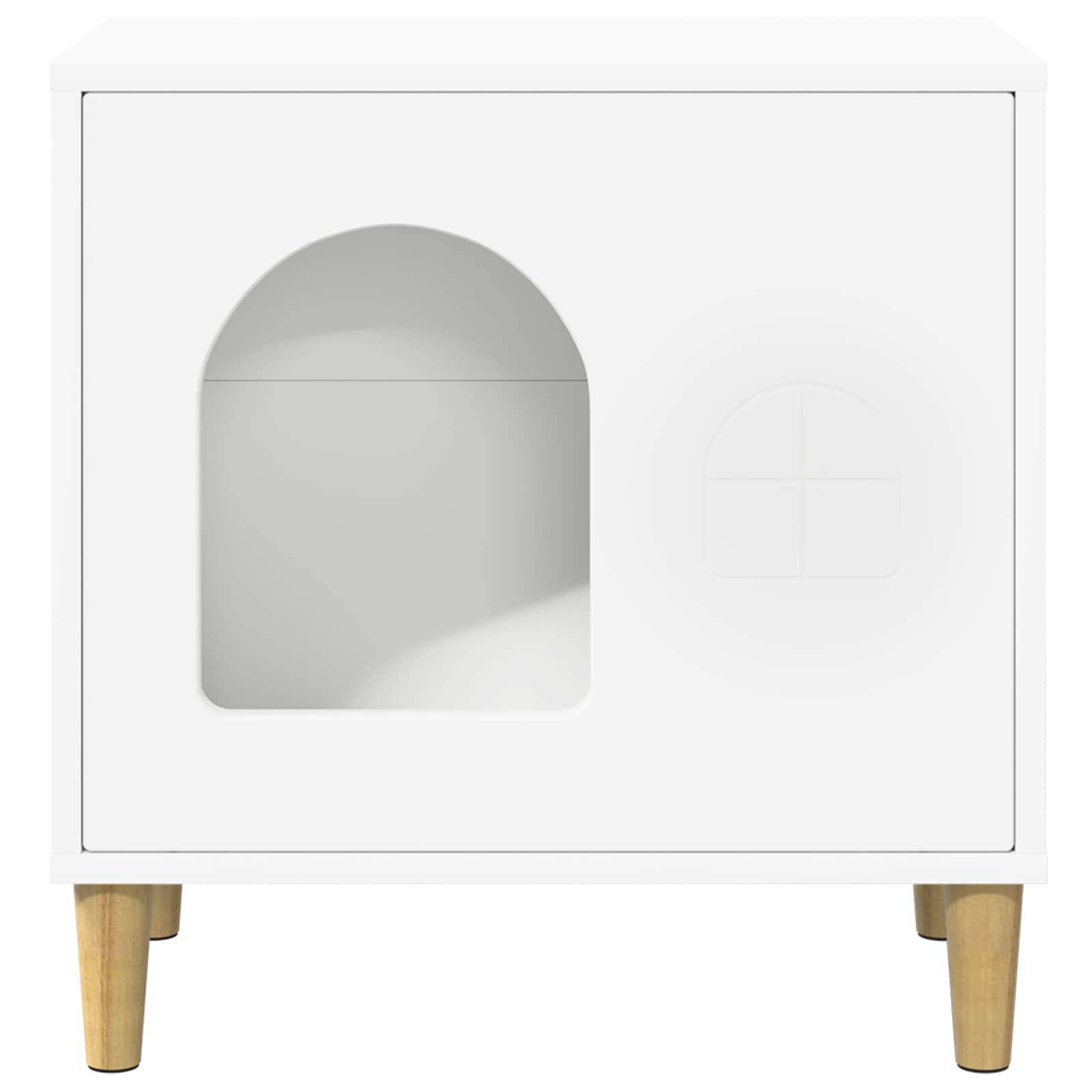 Maison pour chat bois d'ingénierie blanc 51 x 30 x 52 cm, Poids:9.37kg - PANGIVO - Image 5