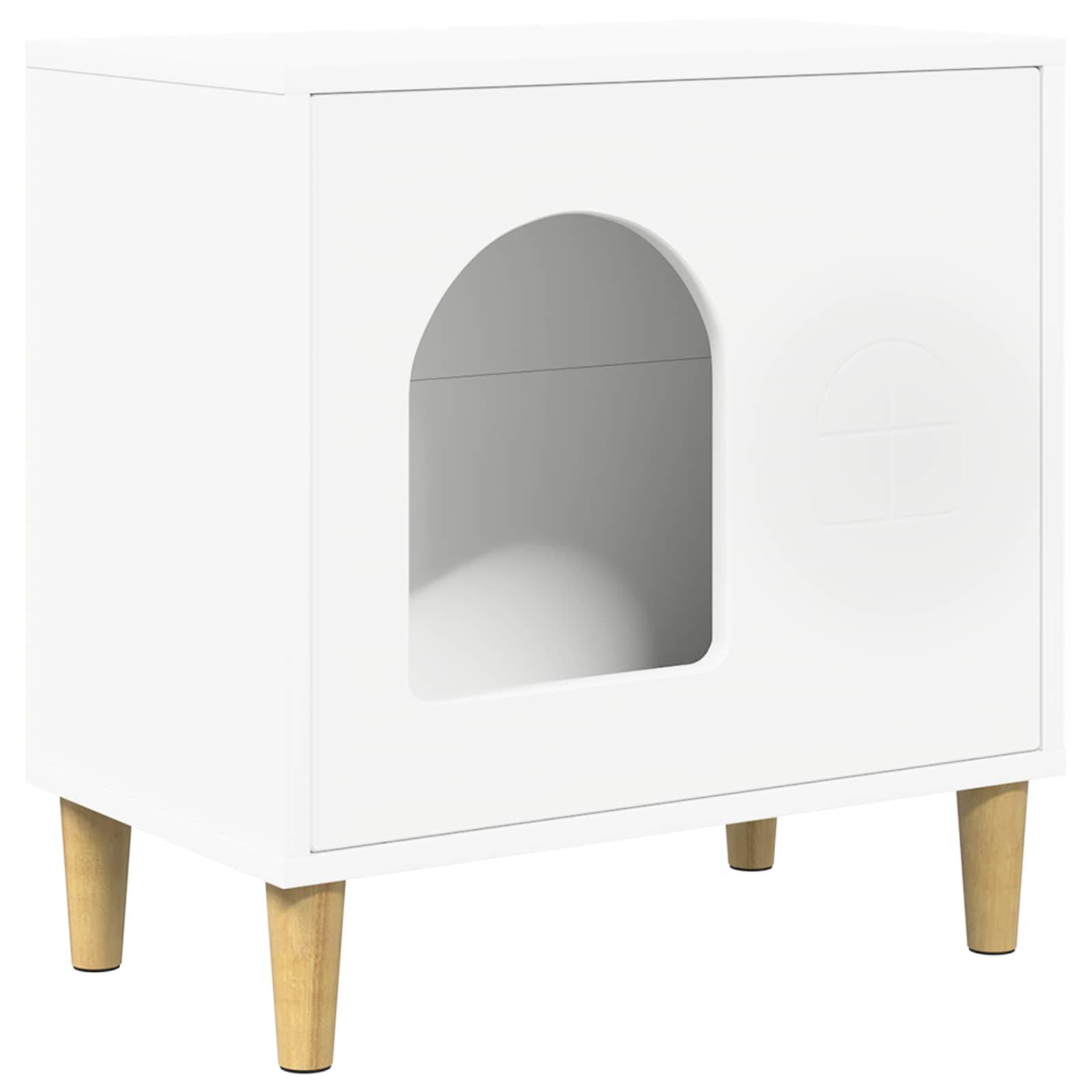 Maison pour chat bois d'ingénierie blanc 51 x 30 x 52 cm, Poids:9.37kg - PANGIVO - Image 2