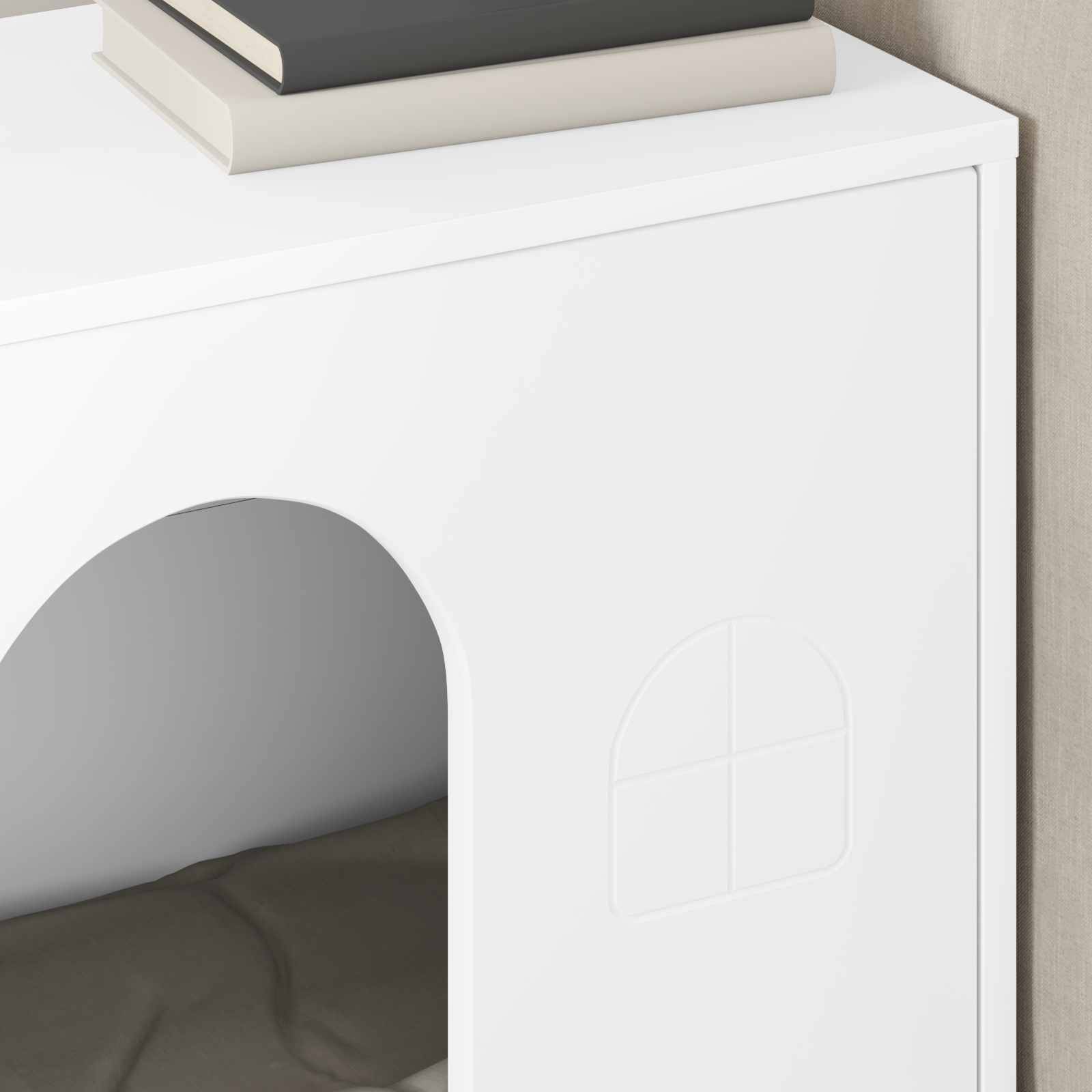 Maison pour chat bois d'ingénierie blanc 51 x 30 x 52 cm, Poids:9.37kg - PANGIVO - Image 4