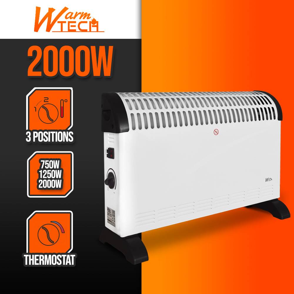 Chauffage mobile 2000W - 3 positions de chauffe - Avec Thermostat - Warm Tech - Image 2
