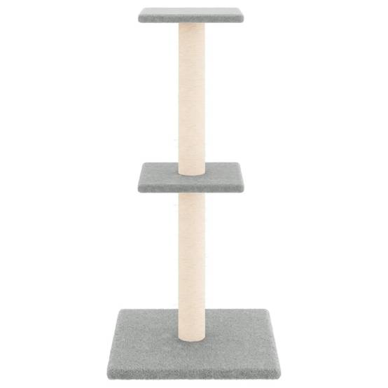 Arbre à chat bois et peluche gris clair 34.5 x 34.5 x 73 cm - PANGIVO - Image 3