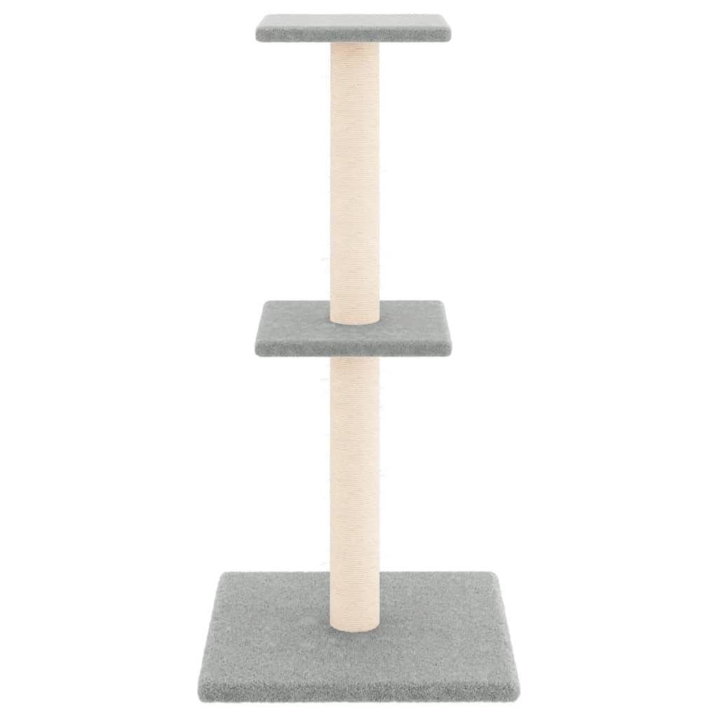 Arbre à chat bois et peluche gris clair 34.5 x 34.5 x 73 cm - PANGIVO - Image 3