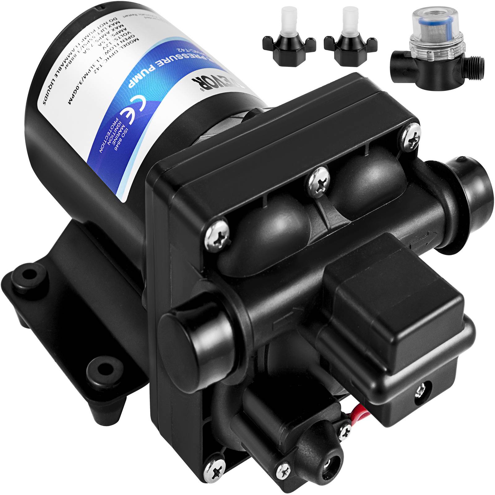 VEVOR Pompe à eau lavage 12V diaphragme 55 Psi, amorçage auto, camping-car/marine/auto. - Image 1