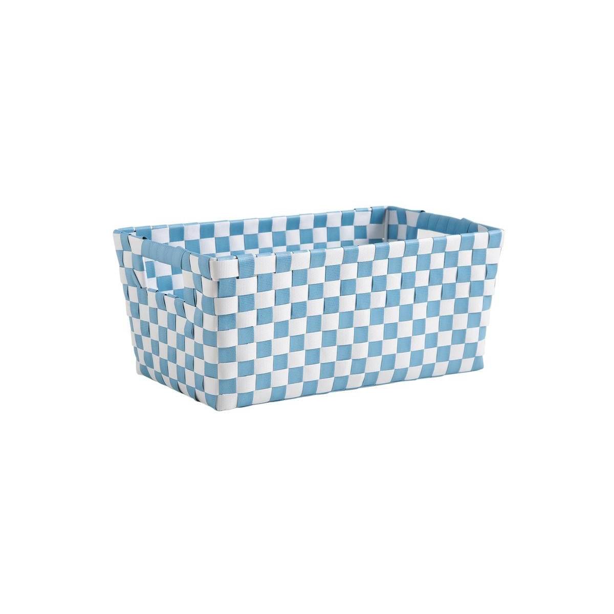 Aubry Gaspard - Panier de rangement Damier bleu et blanc