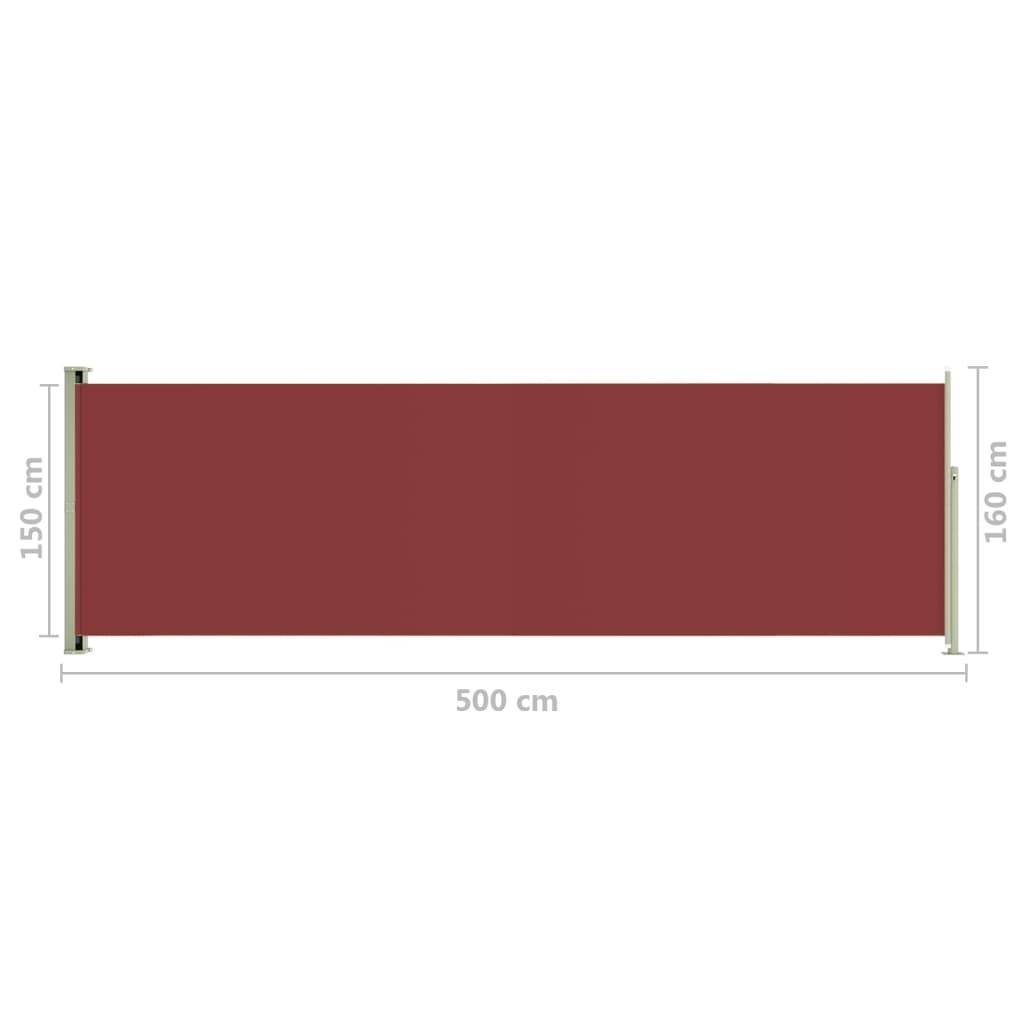 Helloshop26 - Auvent paravent store brise-vue latéral rétractable de patio jardin terrasse balcon protection visuelle écran 160 x 500 cm rouge - Imagen 6