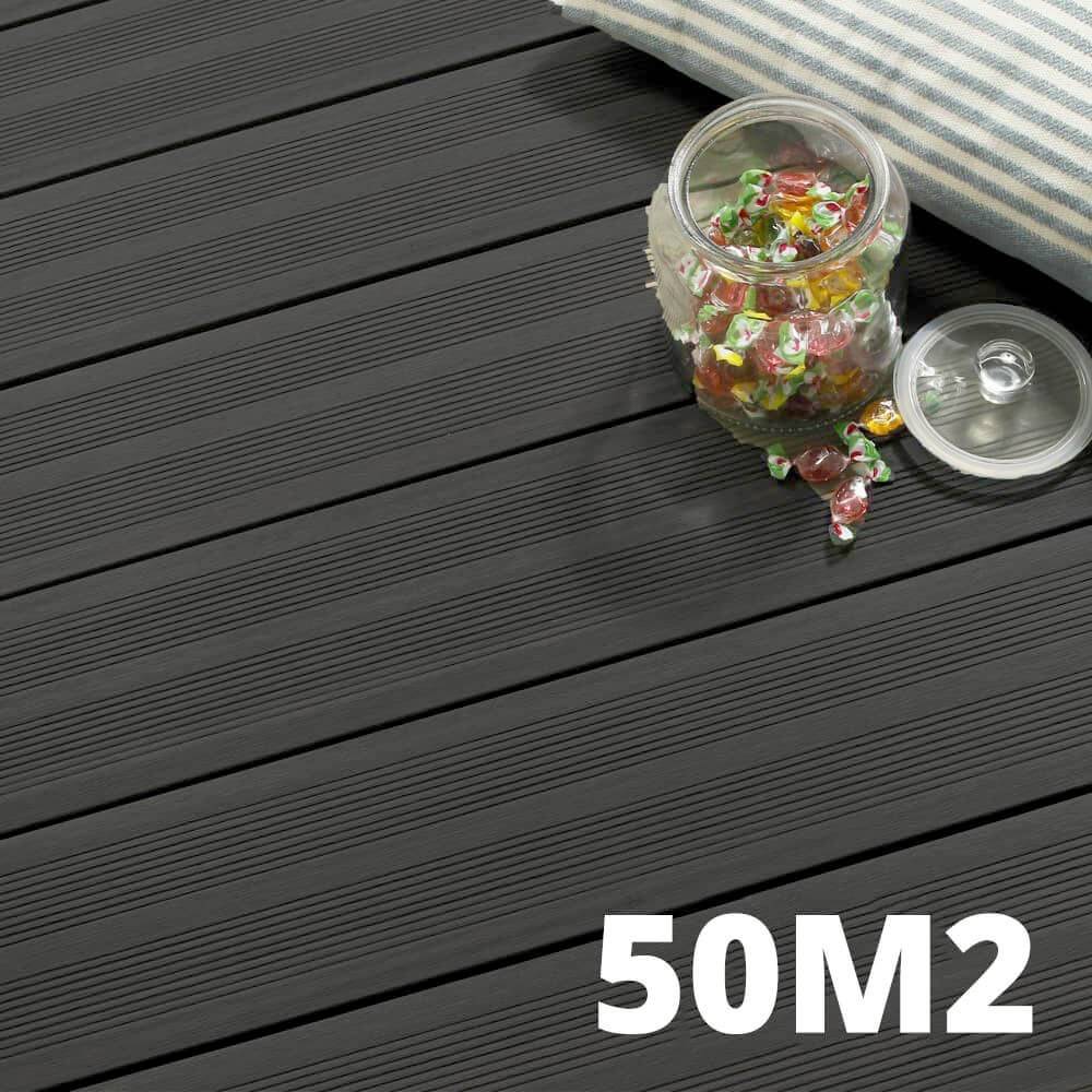 Kit Terrasse ATLANTA 50m² - 152 Lames de Terrasse (220 x 14.5 x 2.25 cm) - Anthracite - Garantie 15 ans - Fixation par Clips - Imagen 1