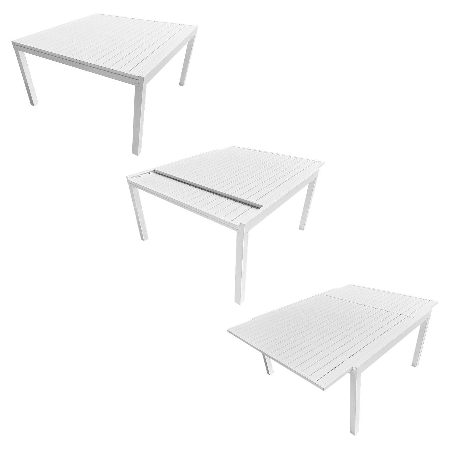 Happy Garden - Salon de jardin extensible 10 places de 140/200cm en textilène gris - aluminium blanc VENEZIA - HAPPY GARDEN - Imagen 3