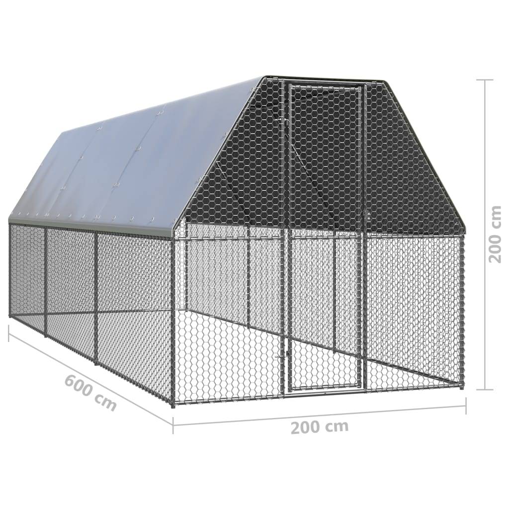 Helloshop26 - Poulailler d'extérieur 2 x 6 x 2 m acier galvanisé toit résistant à l'eau - Imagen 5