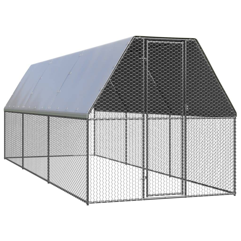 Helloshop26 - Poulailler d'extérieur 2 x 6 x 2 m acier galvanisé toit résistant à l'eau - Imagen 1