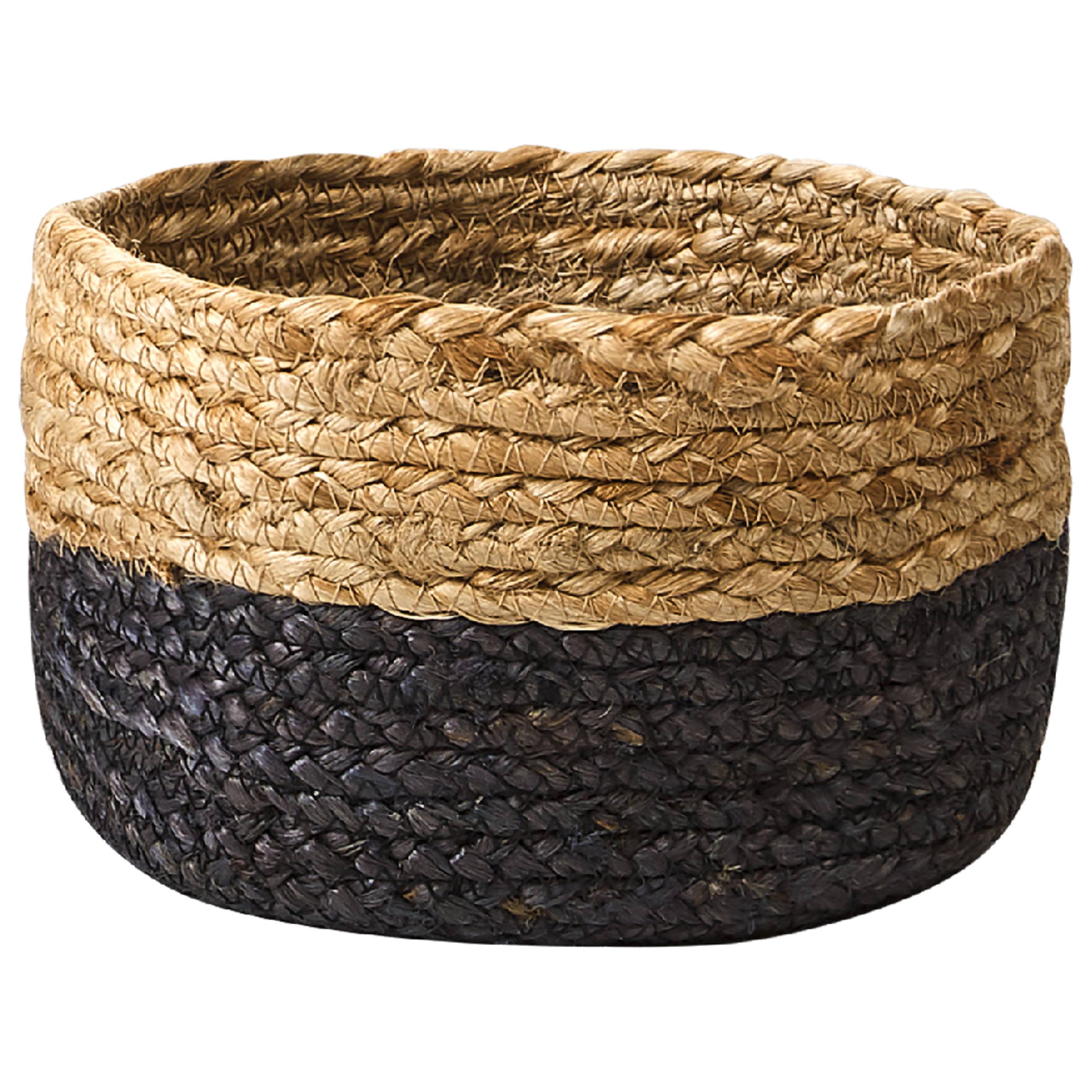 Beliani - Lot de 3 Paniers de Rangement en Jute Naturel Noir 13/15/25 cm de Hauteur Accessoire Linge Décoration Boho - Imagen 7