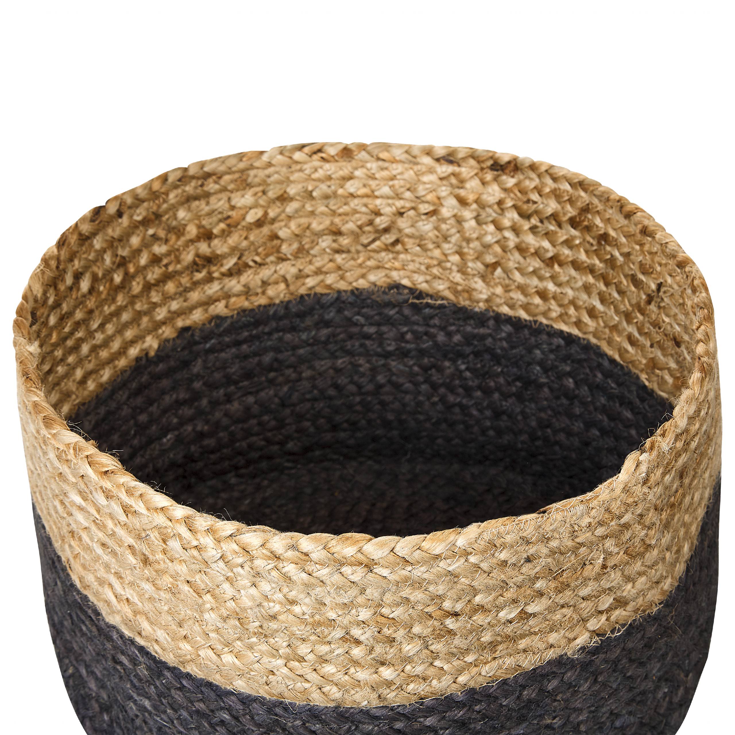Beliani - Lot de 3 Paniers de Rangement en Jute Naturel Noir 13/15/25 cm de Hauteur Accessoire Linge Décoration Boho - Imagen 8