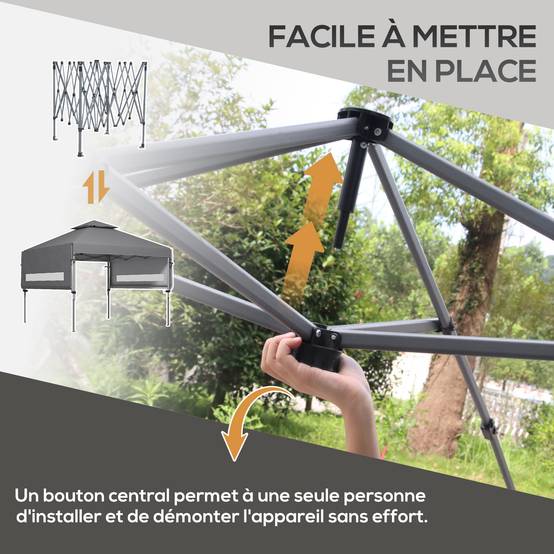 Tonnelle pliante aciers et tissu oxford 500 x 300 x 290 cm - PANGIVO - Image 9