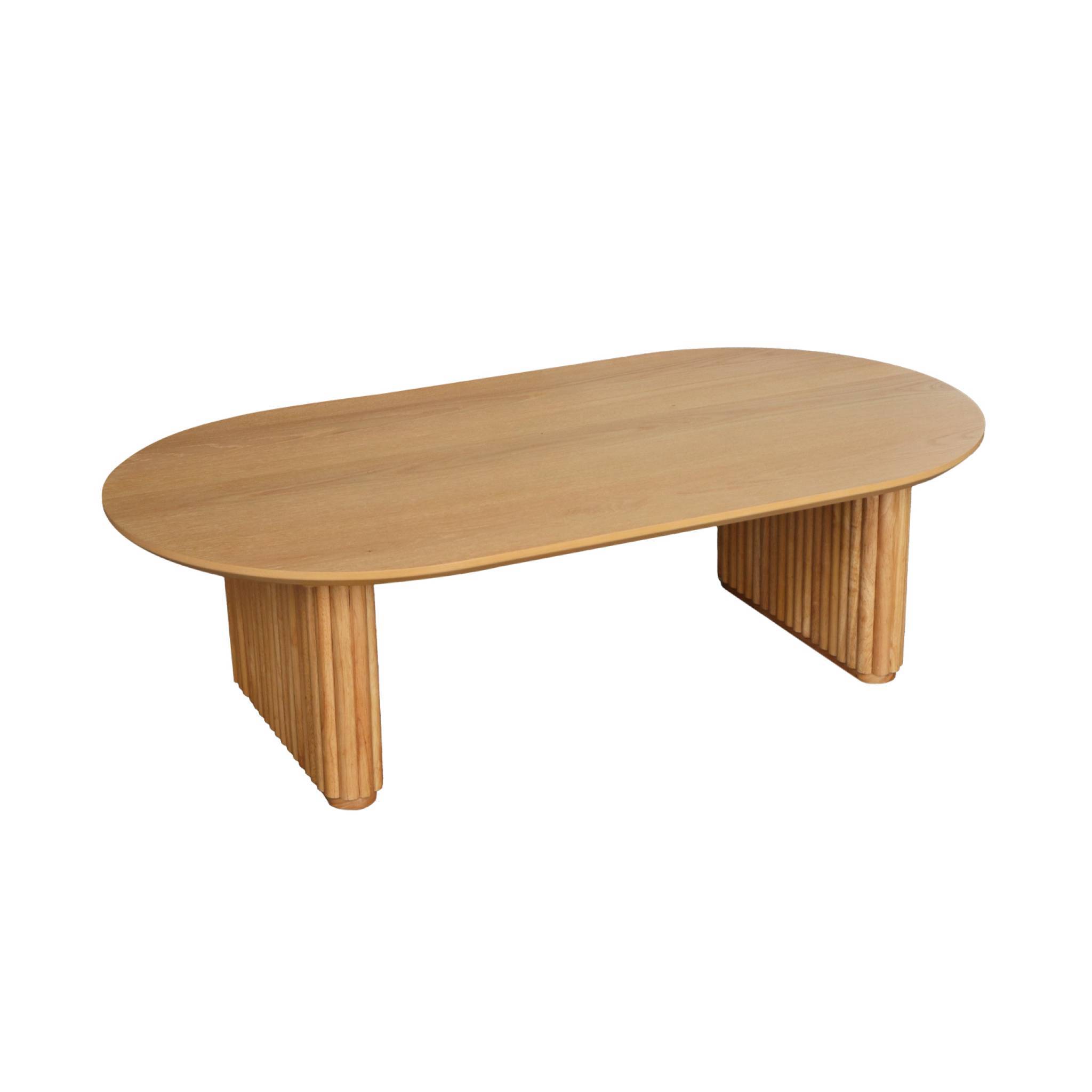 sweeek - Table basse ovale bois d'hévéa placage chêne - L 122 x P 65 x H 35 cm - Gabrielle | sweeek - Image 2