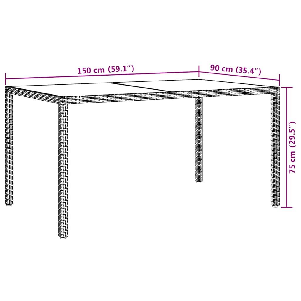 Table de jardin résine tressée noire verre trempé 150 x 90 x 75 cm - PANGIVO - Image 7