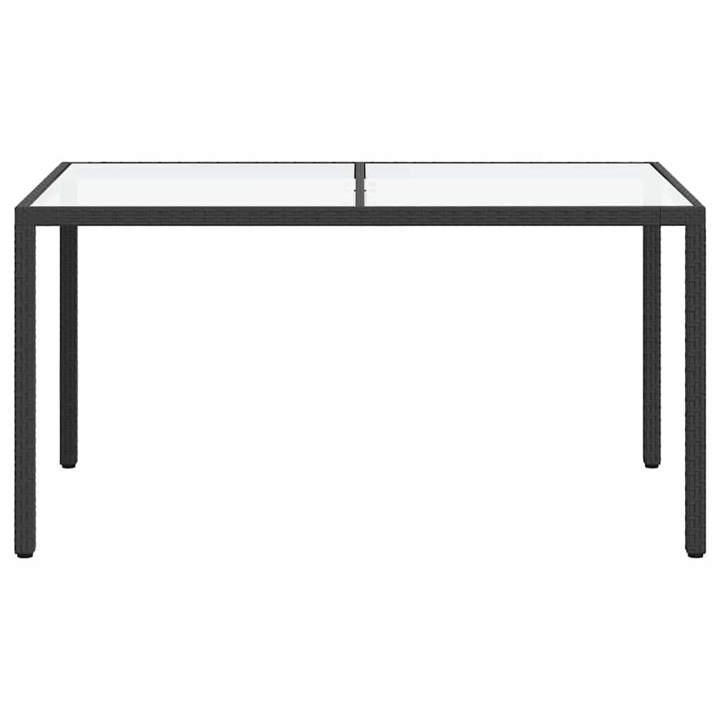 Table de jardin résine tressée noire verre trempé 150 x 90 x 75 cm - PANGIVO - Image 3