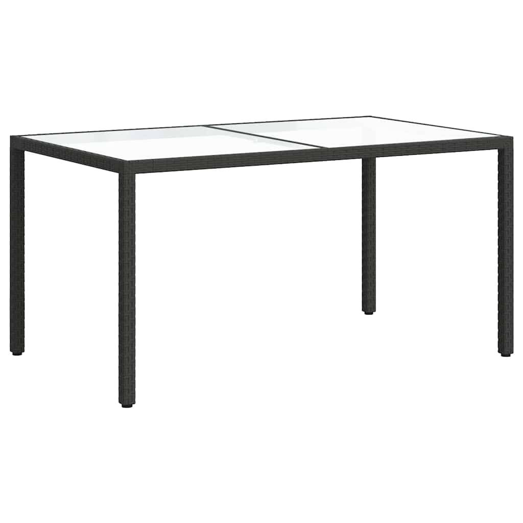 Table de jardin résine tressée noire verre trempé 150 x 90 x 75 cm - PANGIVO - Image 5