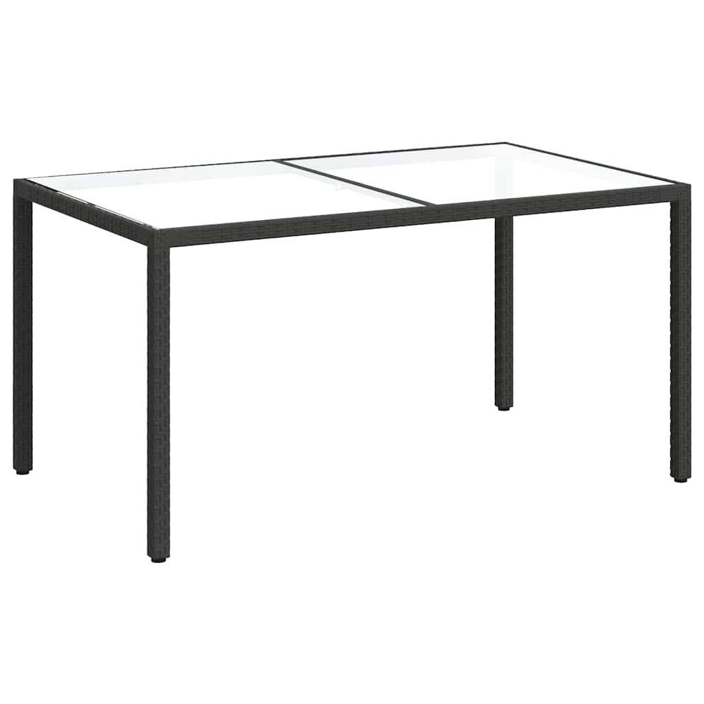 Table de jardin résine tressée noire verre trempé 150 x 90 x 75 cm - PANGIVO - Image 2