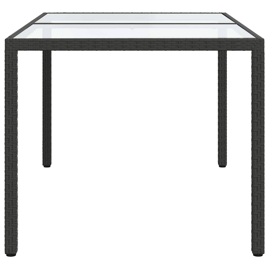 Table de jardin résine tressée noire verre trempé 150 x 90 x 75 cm - PANGIVO - Image 4