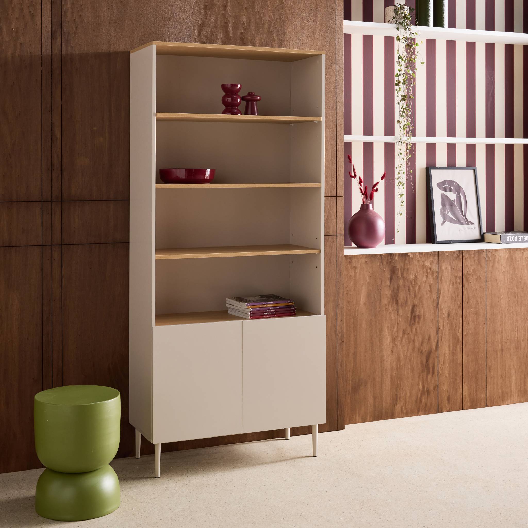 sweeek - Etagère. bibliothèque métal et décor bois 6 niveaux beige et naturel - Ashton | sweeek - Image 5