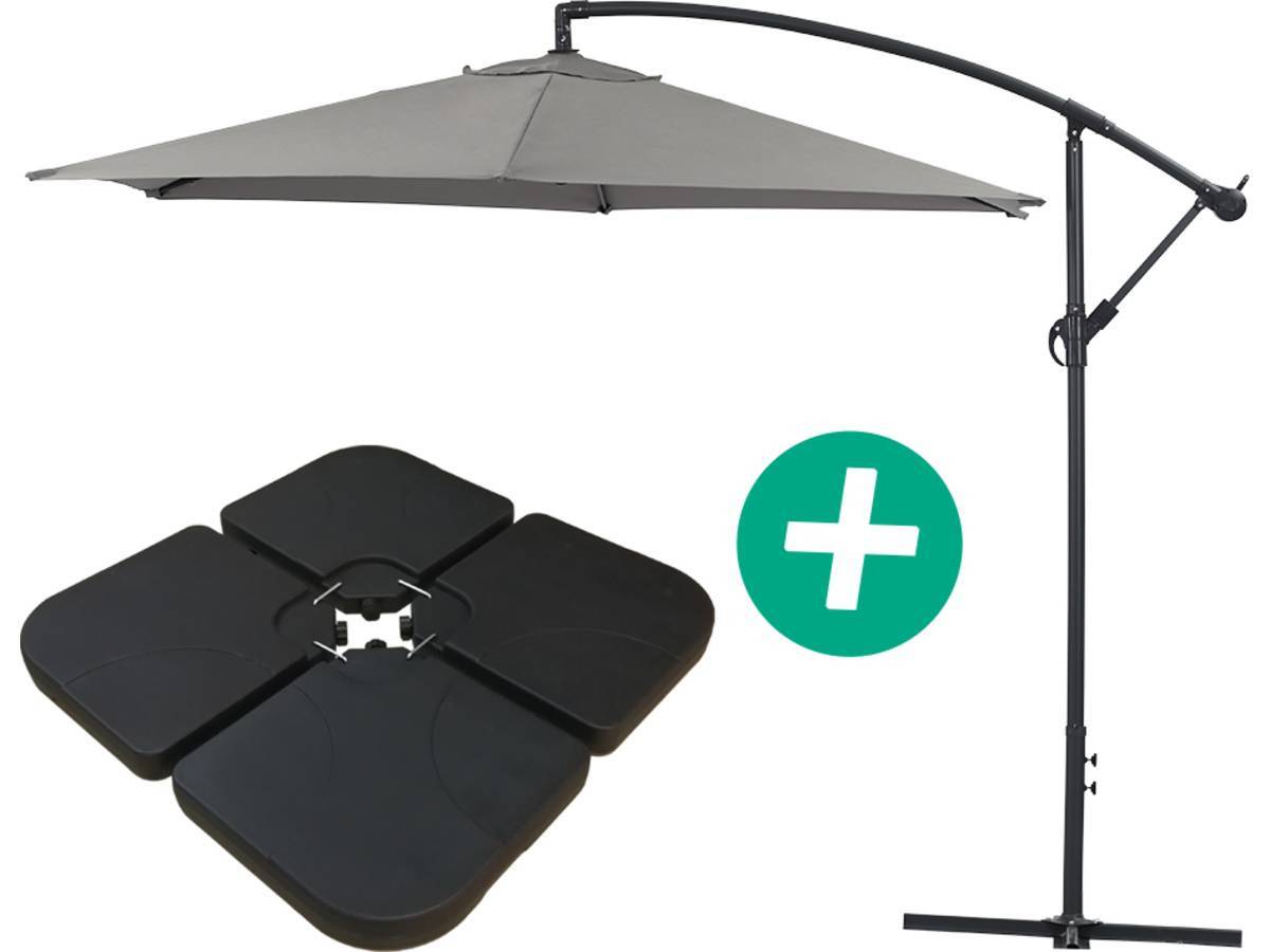 Parasol Jardin Déporté Alu "ilios" - Rond - ø 3 M - Gris - Dalles Incluses -habitat Et Jardin - Imagen 1