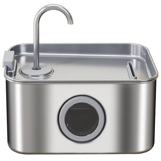 Fontaine à Eau Chat Inox 3,2L Distributeur Silencieux Filtre Charbon LED - ComfortXL Pet Living - Image 1