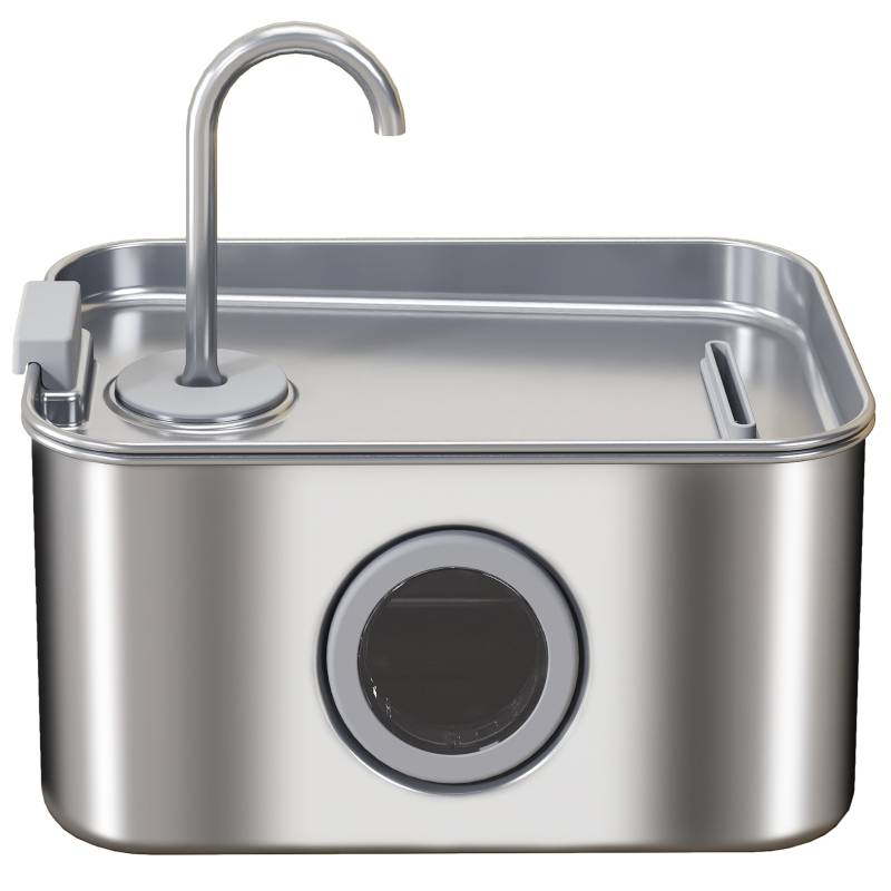 Fontaine à Eau Chat Inox 3,2L Distributeur Silencieux Filtre Charbon LED - ComfortXL Pet Living - Image 1