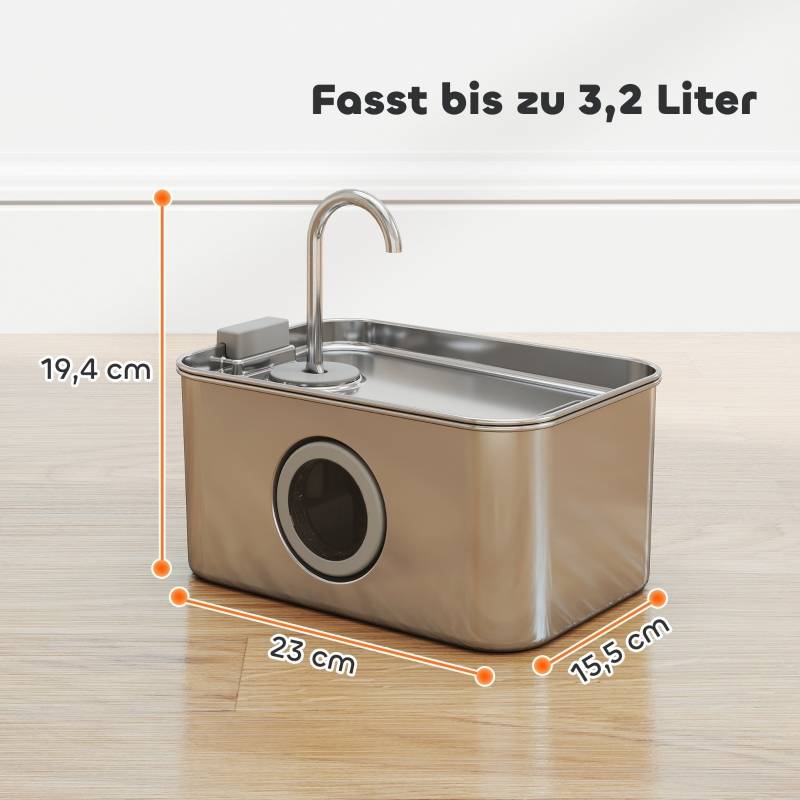 Fontaine à Eau Chat Inox 3,2L Distributeur Silencieux Filtre Charbon LED - ComfortXL Pet Living - Image 2