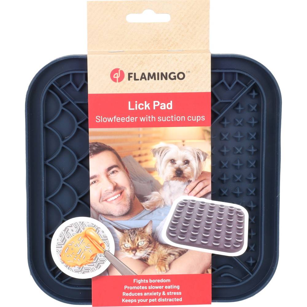 Flamingo - Tapis à lécher Tolo Carré Bleu foncé 20 x 20 pour chien et chat - Imagen 4
