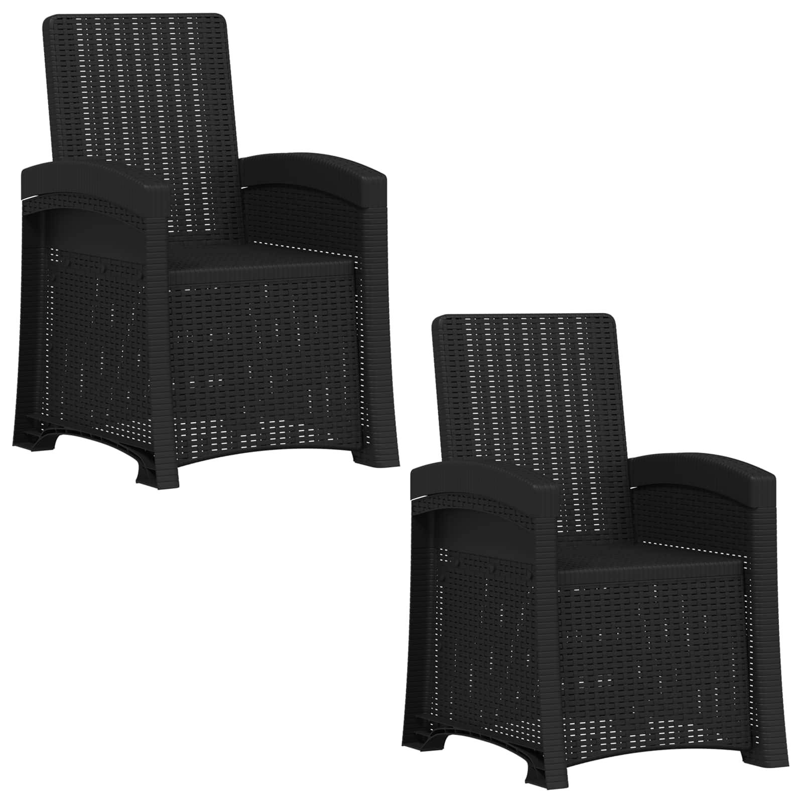 Lot de 2 chaises de jardin inclinables polypropylène anthracite 63 x 56 x 92 cm - PANGIVO - Image 2