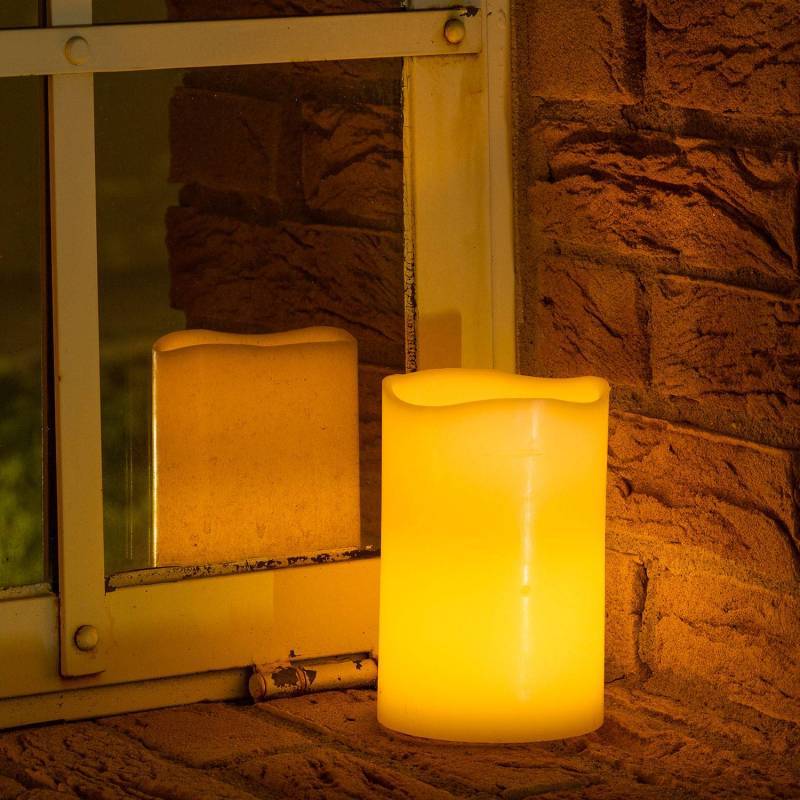 Bougie cire Ivoire cylindrique Ø10cm, 2 LED BLANC CHAUD Lotti - Image 9