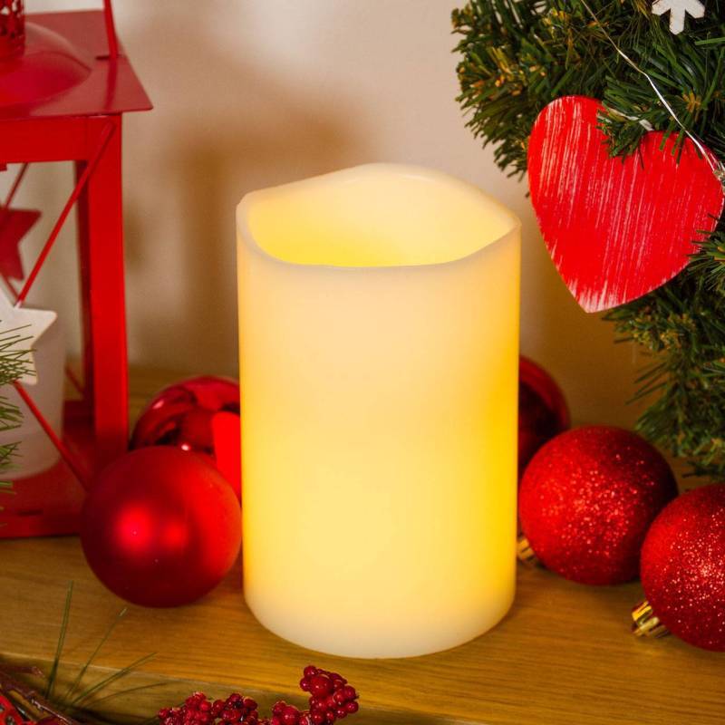 Bougie cire Ivoire cylindrique Ø10cm, 2 LED BLANC CHAUD Lotti - Image 8