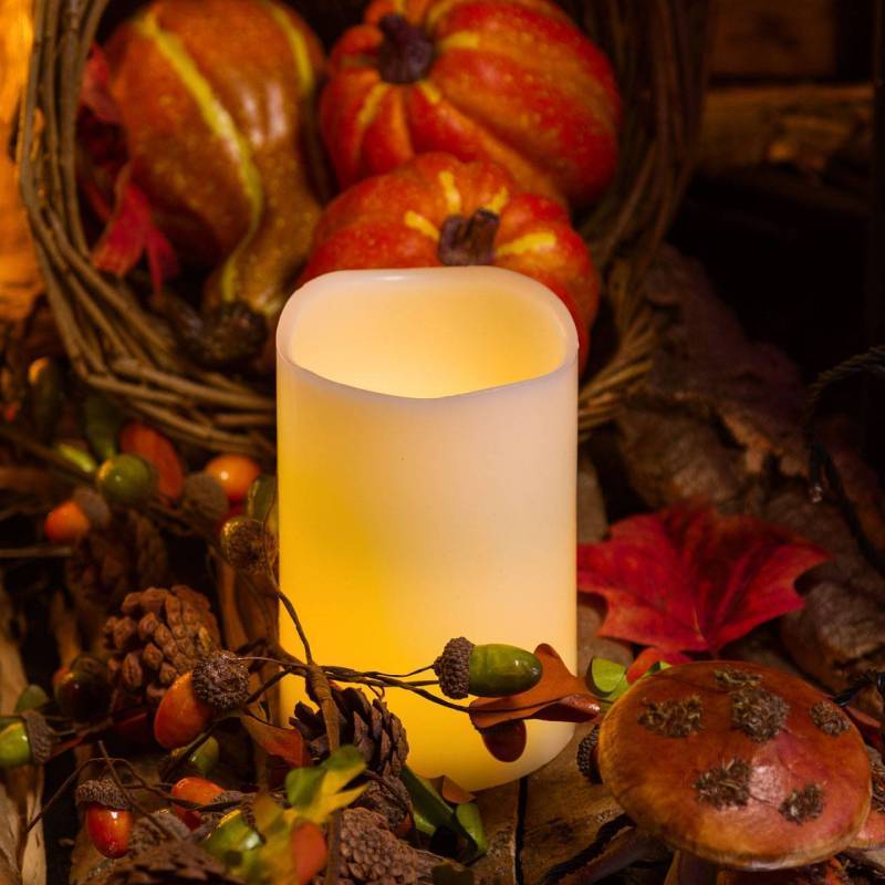 Bougie cire Ivoire cylindrique Ø10cm, 2 LED BLANC CHAUD Lotti - Image 2