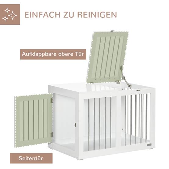 Cage pour chien avec portes et fonction de transport, MDF blanc, 80 x 50 x 56.5 cm - PANGIVO - Image 5