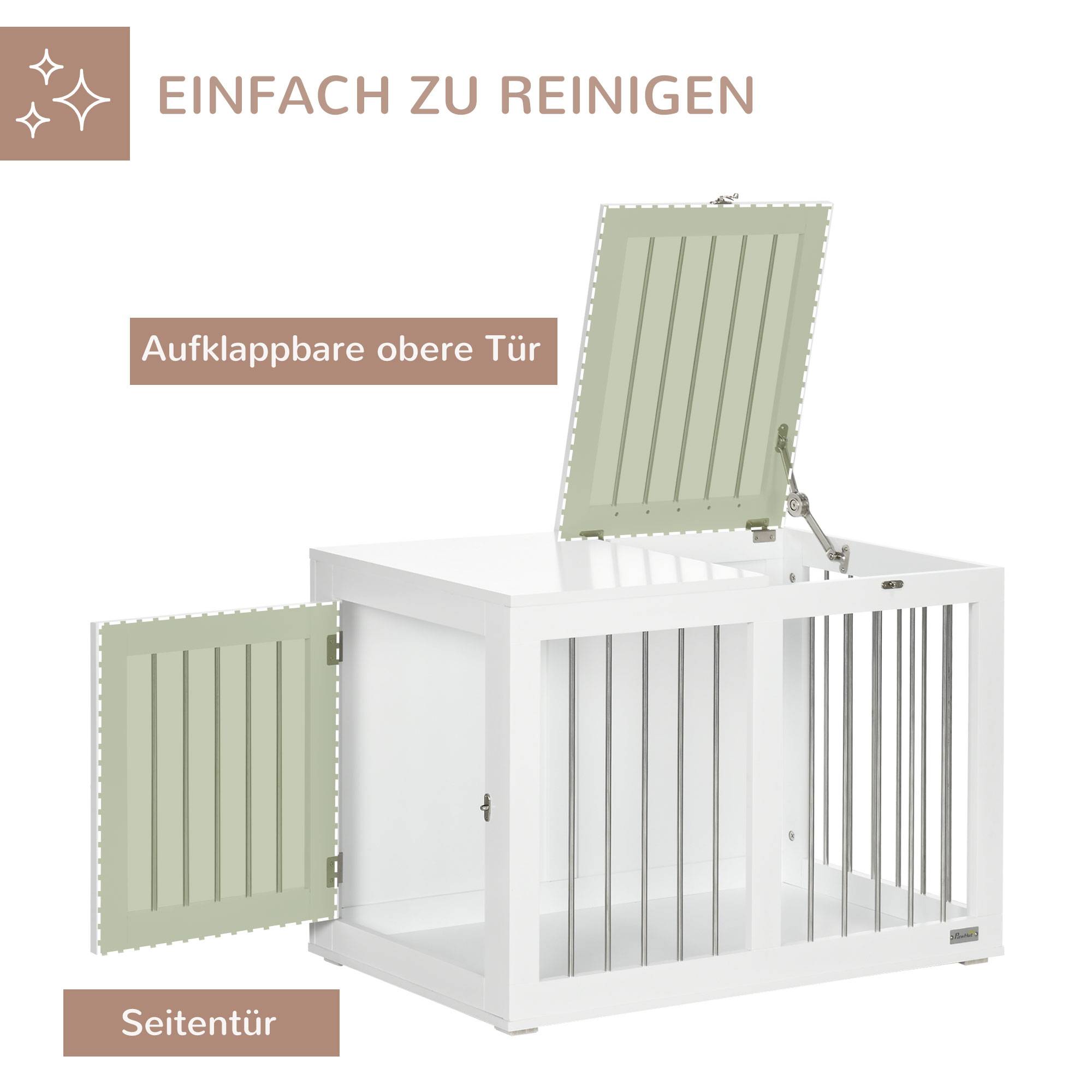 Cage pour chien avec portes et fonction de transport, MDF blanc, 80 x 50 x 56.5 cm - PANGIVO - Image 5