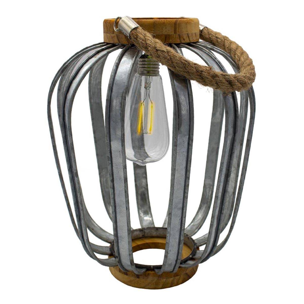 Lumisky - Lanterne solaire bohème JAVA Argent Bois naturel H45cm - Imagen 1
