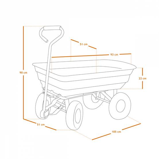 Chariot de jardin, remorque de transport à roulettes - 75 L - 260 Kg - Vert - Linxor - Image 2