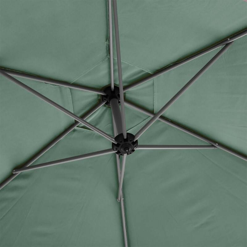Hesperide - Parasol déporté rond "Manoa" vert olive & gris quartz 3m en aluminium traité époxy Hespéride - Image 5