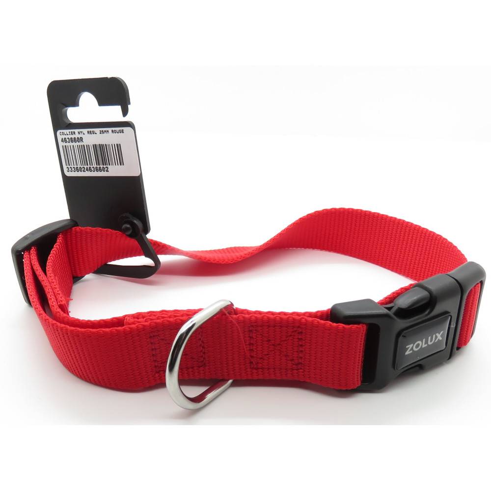 Collier nylon, 50 - 60  cm, 25 mm, rouge, pour chien. - Imagen 3