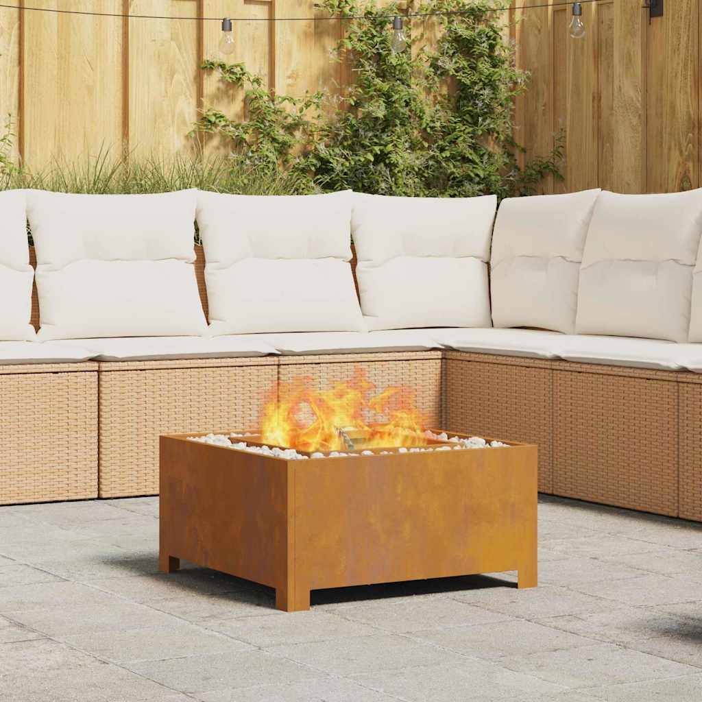 ComfortXL - Brasero carré en acier style industriel pour terrasse et jardin Marron 60cm – ComfortXL Outdoor Living - Image 1