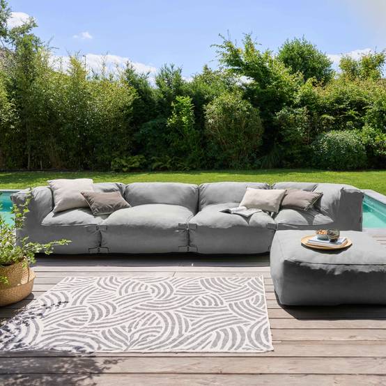 Oviala - Pouf de jardin pour canapé modulable gris Mixi - Oviala - Imagen 6