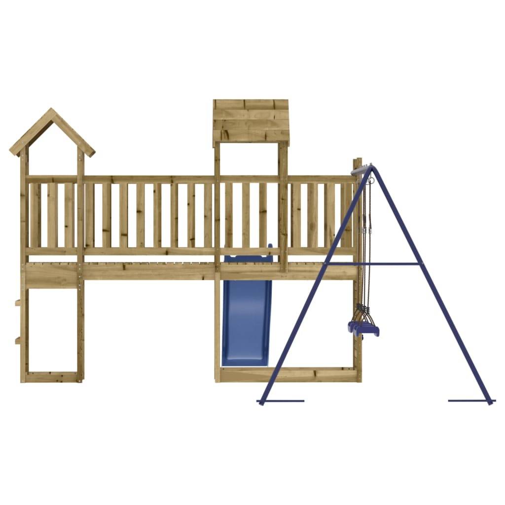 Helloshop26 - Aire de jeux d'extérieur escalade balançoires toboggan portiques robuste jeux jardin 495 x 339 x 214 cm bois de pin imprégné - Imagen 4