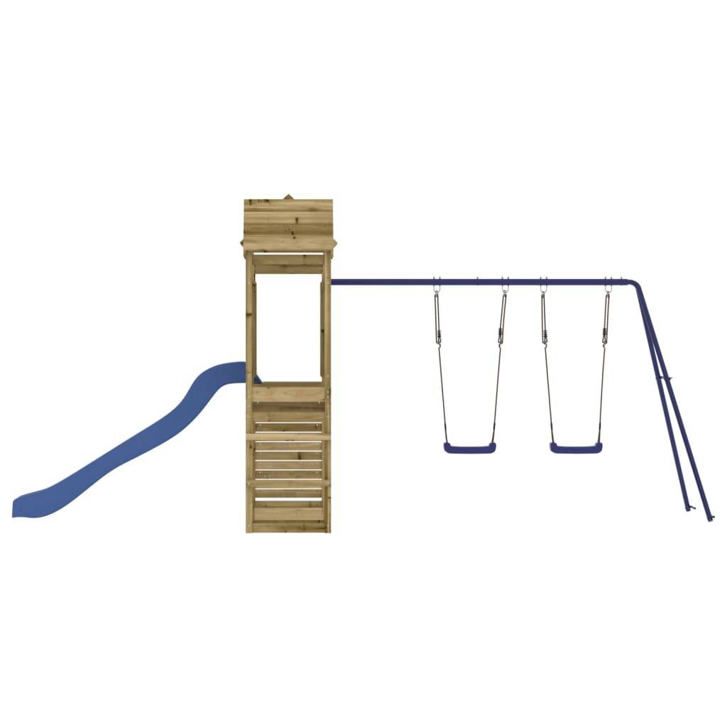 Helloshop26 - Aire de jeux d'extérieur escalade balançoires toboggan portiques robuste jeux jardin 495 x 339 x 214 cm bois de pin imprégné - Imagen 5
